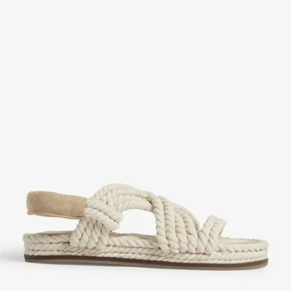 NEW TOPSHOP Women's Fiesta Flat Rope Sandals Beige - Picture 6 of 10